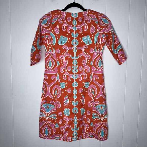 Barbara Gerwit By Tabitha Women’s Sheath Dress Shell Orange Pink Preppy S NWT - Picture 2 of 5